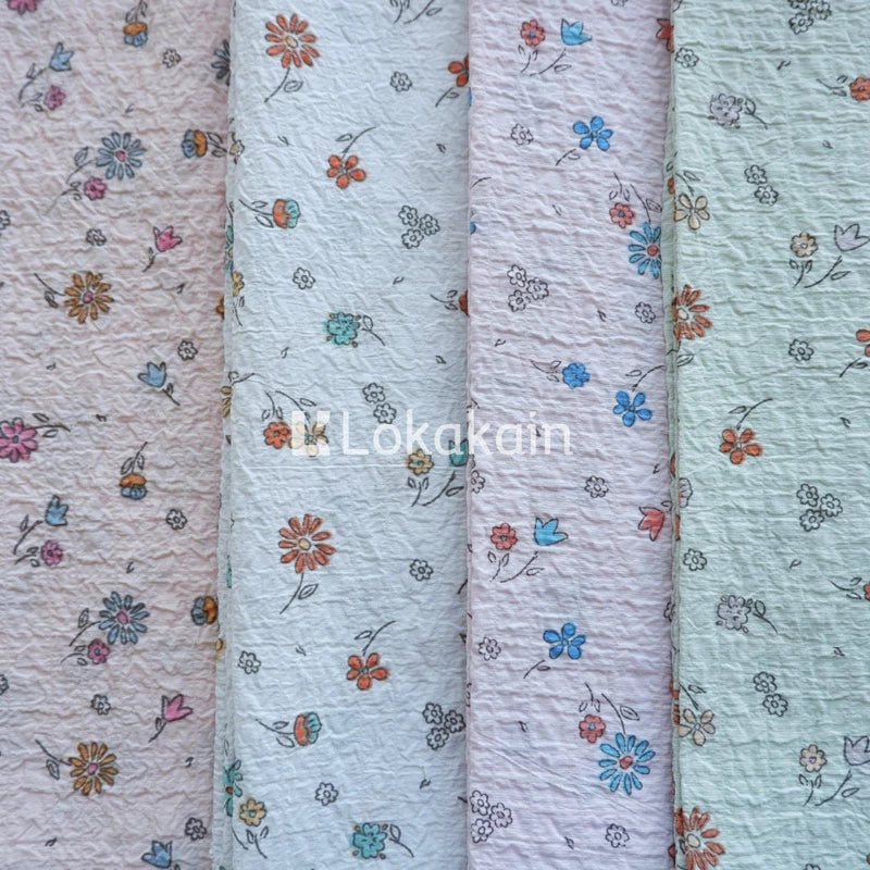 Kain Crinkle Corak Premium/ Bahan Crinkle Corak Flower Premium / Bahan Crinkle Corak Lembut